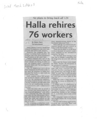 Halla rehires 76 workers