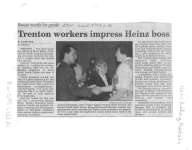 Trenton workers impress Heinz boss