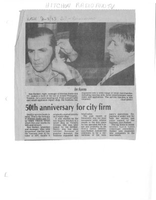 50th anniversary for city firm: Hitchon Radio and Television