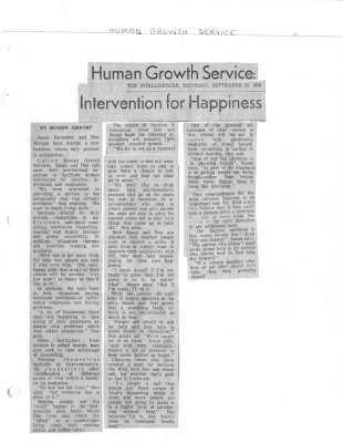 Human Growth Service: Intervention for Happiness