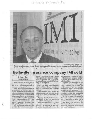 Belleville insurance company IMI sold