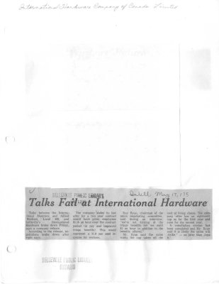 Talks Fail at International Hardware