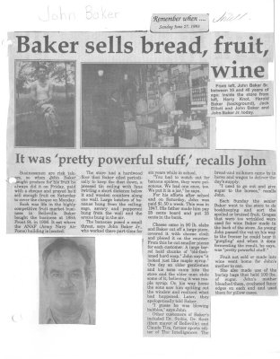 Baker sells bread, fruit, wine