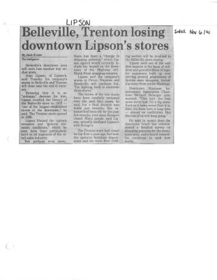 Belleville, Trenton Losing downtown Lipson's stores