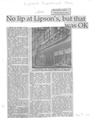 No lip at Lipson's but that was ok