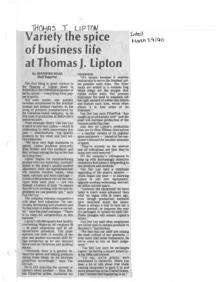 Variety the spice of business life at Thomas J. Lipton