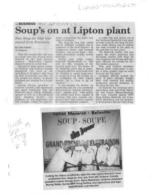 Soup's on at Lipton plant