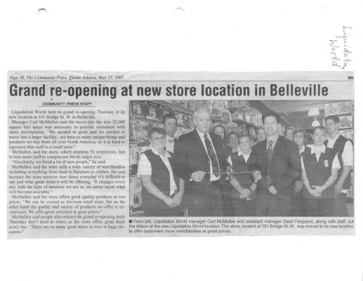 Grand re-opening at new store location in Belleville