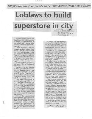 Loblaws to build superstore in city