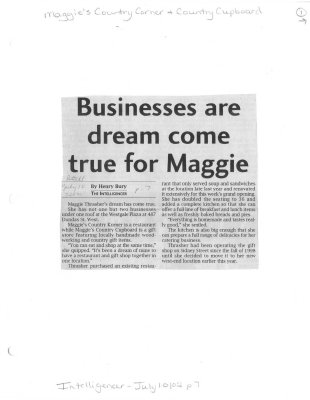 Businesses are dream come true for Maggie