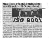 Max-Tech reaches milestone certification ISO standard