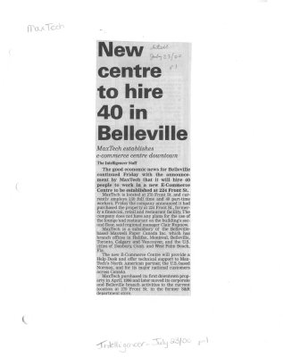 New centre to hire 40 in Belleville