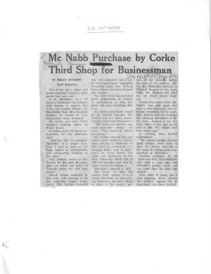 McNabb Purchase by Corke Third Shop For Businessman