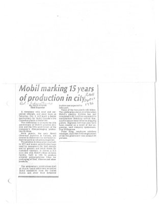 Mobil marking 15 years of production in city