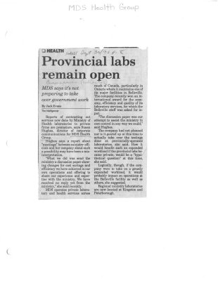 Provincial labs remain open