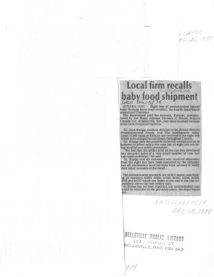 Local firm recalls baby food shipment