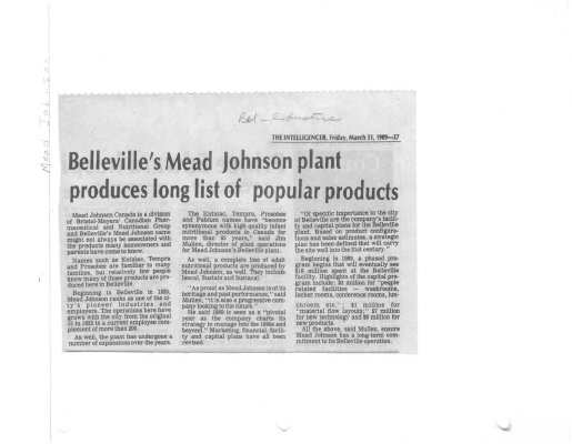 Belleville's Mead Johnson plant produces long list of popular products