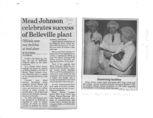 Mead Johnson celebrates success of Belleville plant