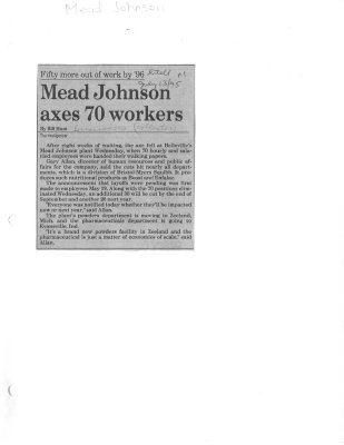 Mead Johnson axes 70 workers