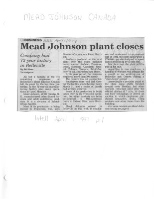 Mead Johnson plant closes