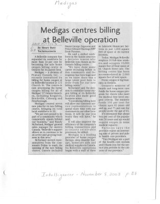 Medigas centres billing at Belleville operation