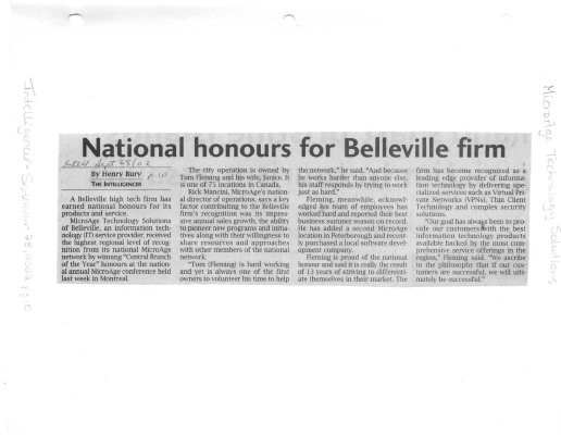 National honours for Belleville firm