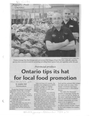 Ontario tips its hat for local food promotion