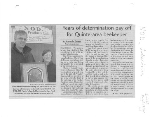 Years of determination pay off for Quinte-area beekeeper