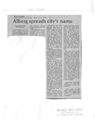 Alberg spreads city's name