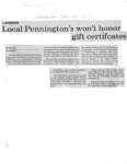 Local Pennington's won't honor gift certificates