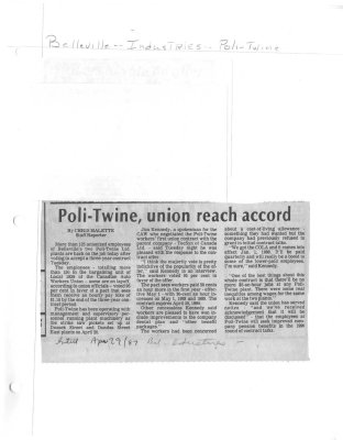 Poli-Twine, union reach accord