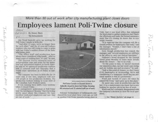 Employees lament Poli-Twine closure