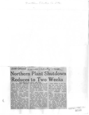 Northern Plant Shutdown Reduces to Two Weeks