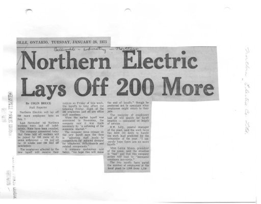 Northern Electric Lays Off 200 More