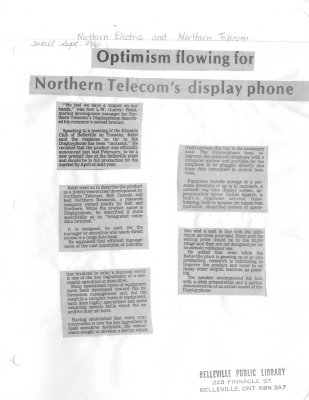 Optimism flowing for Northern Telecom's display phone