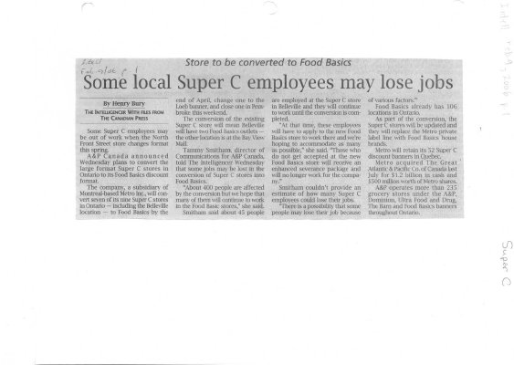 Some local Super C employees may lose jobs