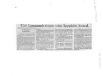 TAS Communications wins Sapphire Award