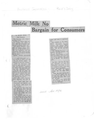 Metric milk to bargain for consumers