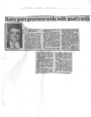 Dairy goes province-wide with goat's milk