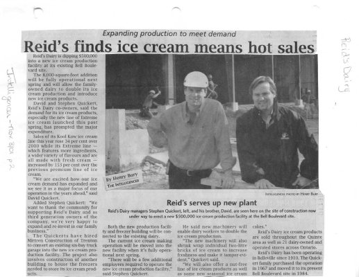 Reid's finds ice cream means hot sales