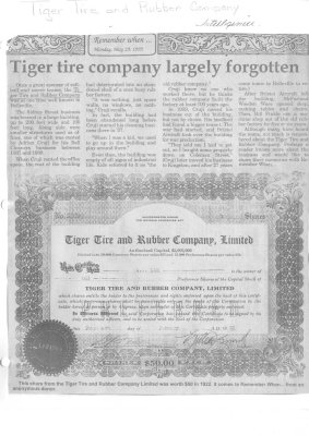 Tiger tire company largely forgotten