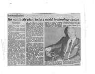 He wants city plant to be a world technology centre