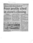 Poor profits cited in store's closing