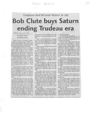 Bob Clute buys Saturn ending Trudeau era