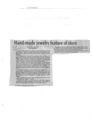 Hand-made jewelry feature of store