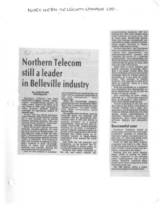 Northern Telecom still a leader in Belleville industry