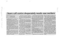 Sears call centre desperately needs new workers