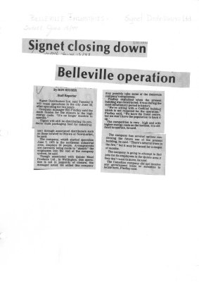 Signet closing down Belleville operation