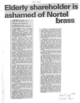 Elderly shareholder is ashamed of Nortel brass