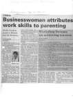 Businesswoman attributes work skills to parenting